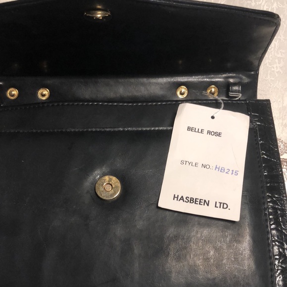 NEW Vintage BELLE-ROSE Top Handle Black Messenger Purse Briefcase Multi pocket - Picture 12 of 16